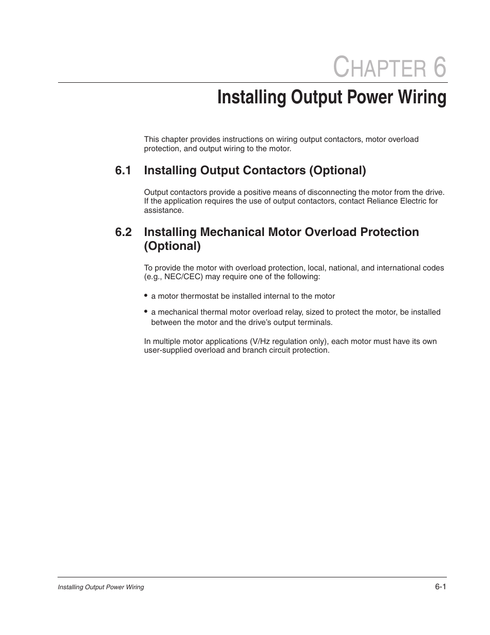 Chapter 6 - installing output power wiring, Hapter, Installing output power wiring | Rockwell Automation Liqui-Flo 1.5 AC Power Modules V1.2 User Manual | Page 43 / 74