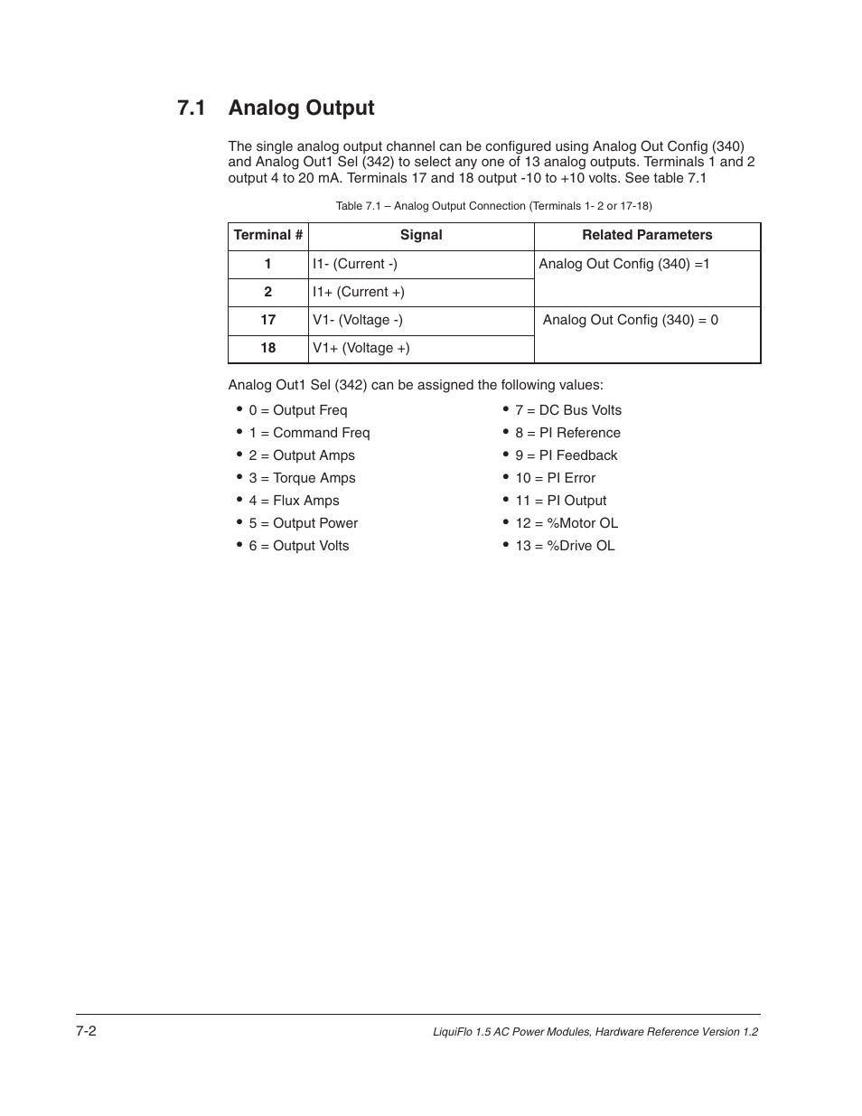 1 analog output | Rockwell Automation Liqui-Flo 1.5 AC Power Modules V1.2 User Manual | Page 46 / 74