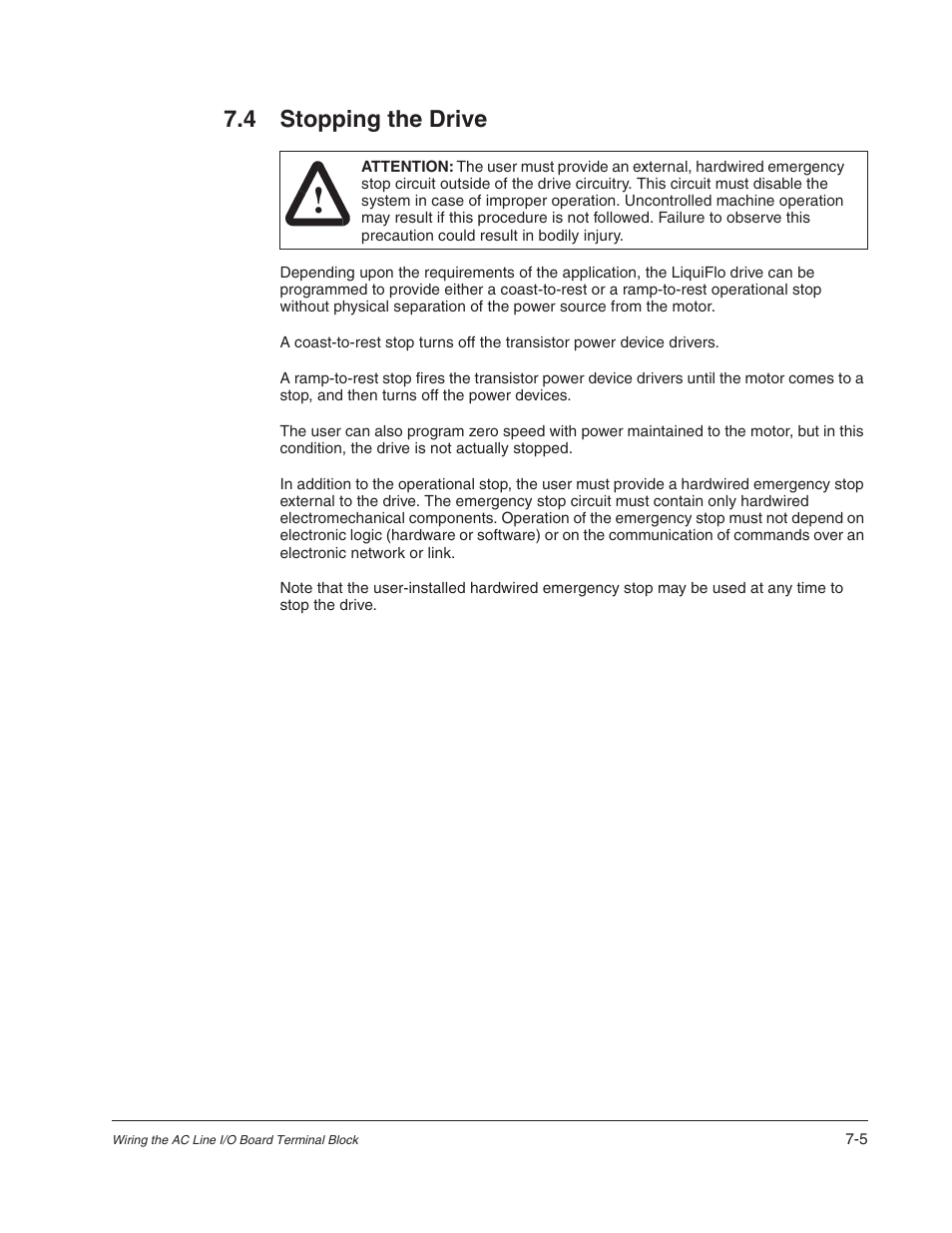 4 stopping the drive | Rockwell Automation Liqui-Flo 1.5 AC Power Modules V1.2 User Manual | Page 49 / 74