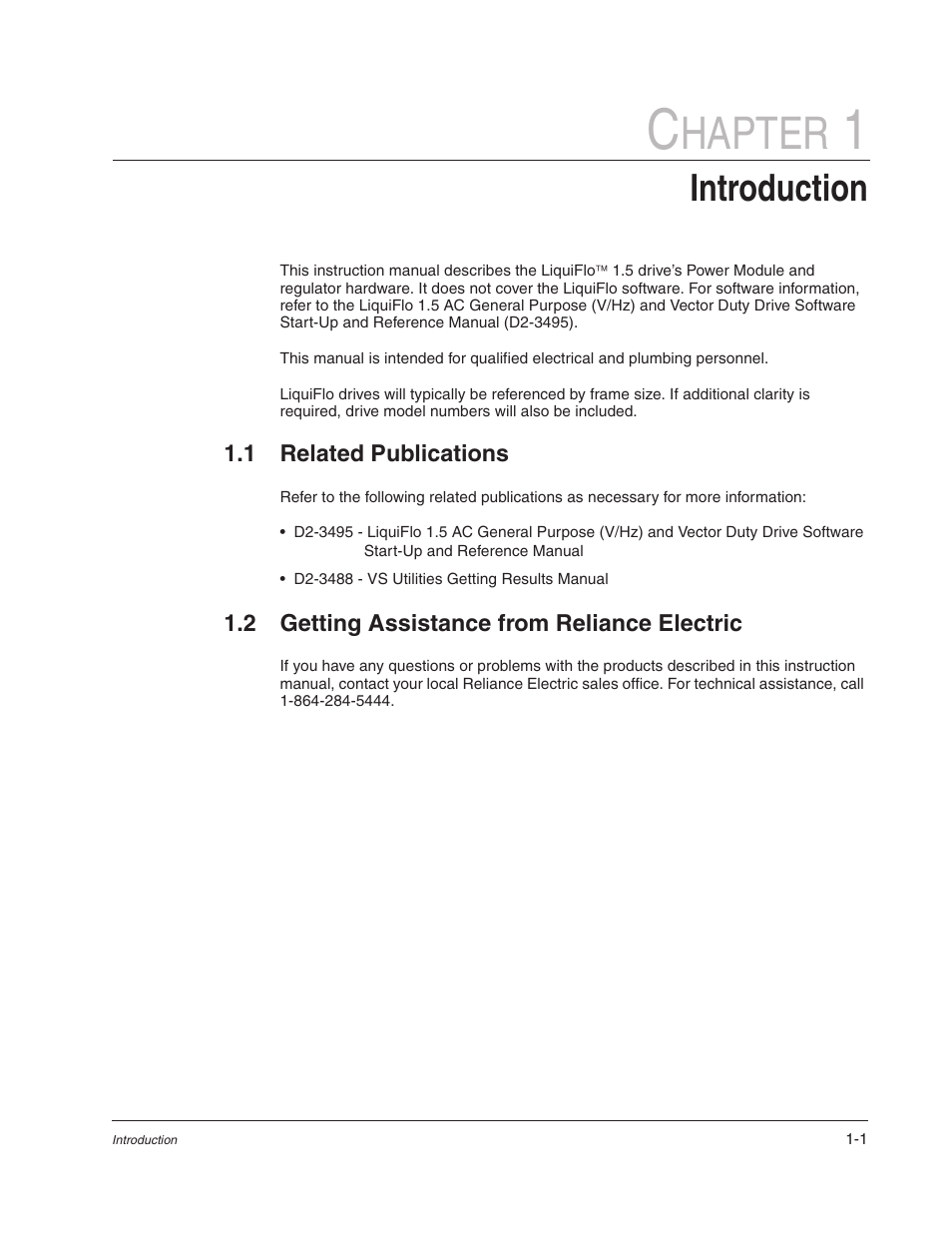 Chapter 1 - introduction, Hapter, Introduction | Rockwell Automation Liqui-Flo 1.5 AC Power Modules V1.2 User Manual | Page 9 / 74