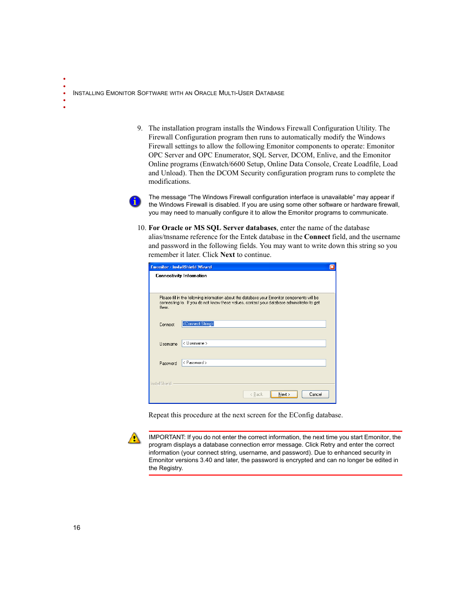Rockwell Automation Emonitor with an Oracle Multi-User Database User Manual | Page 20 / 42