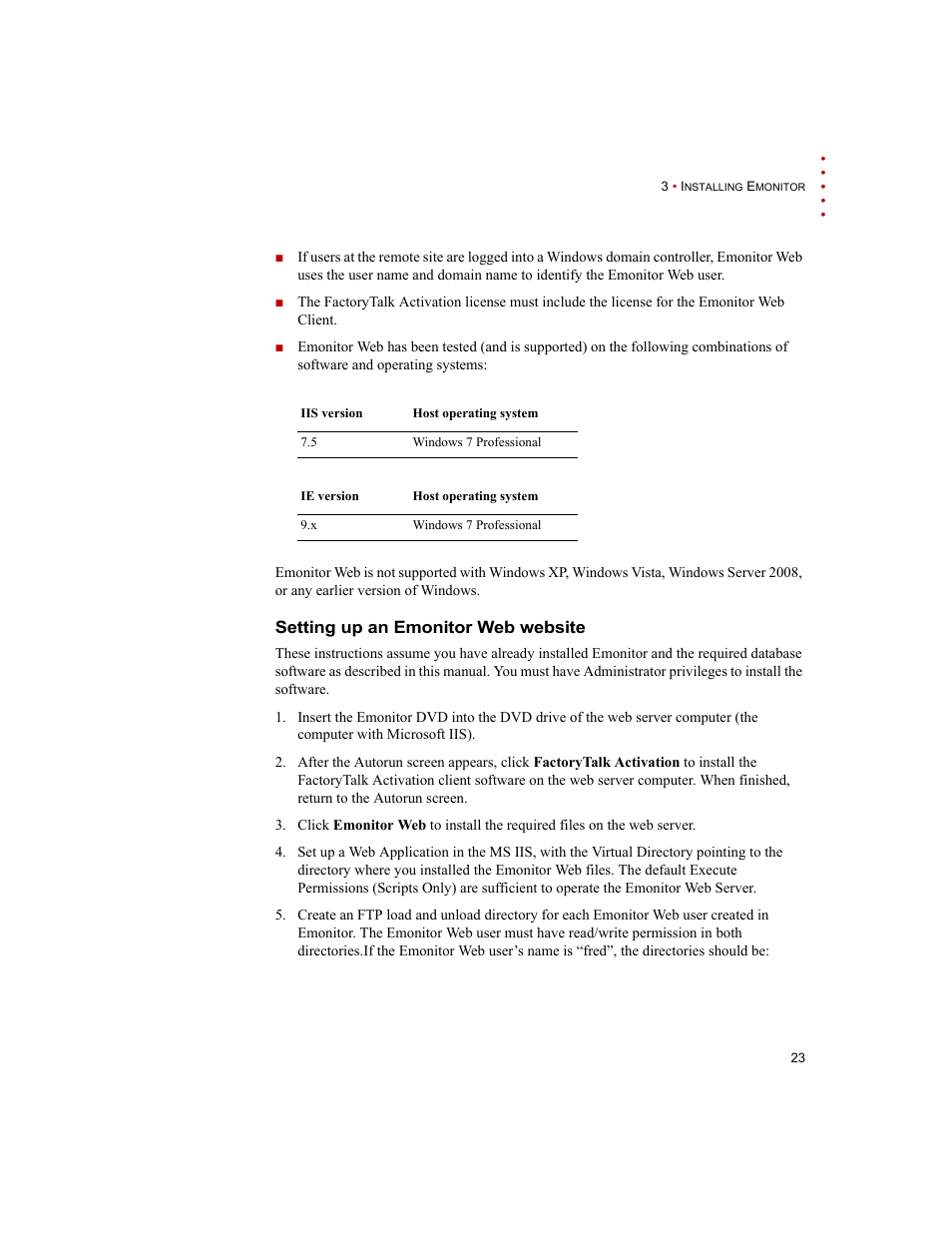 Setting up an emonitor web website | Rockwell Automation Emonitor with an Oracle Multi-User Database User Manual | Page 27 / 42