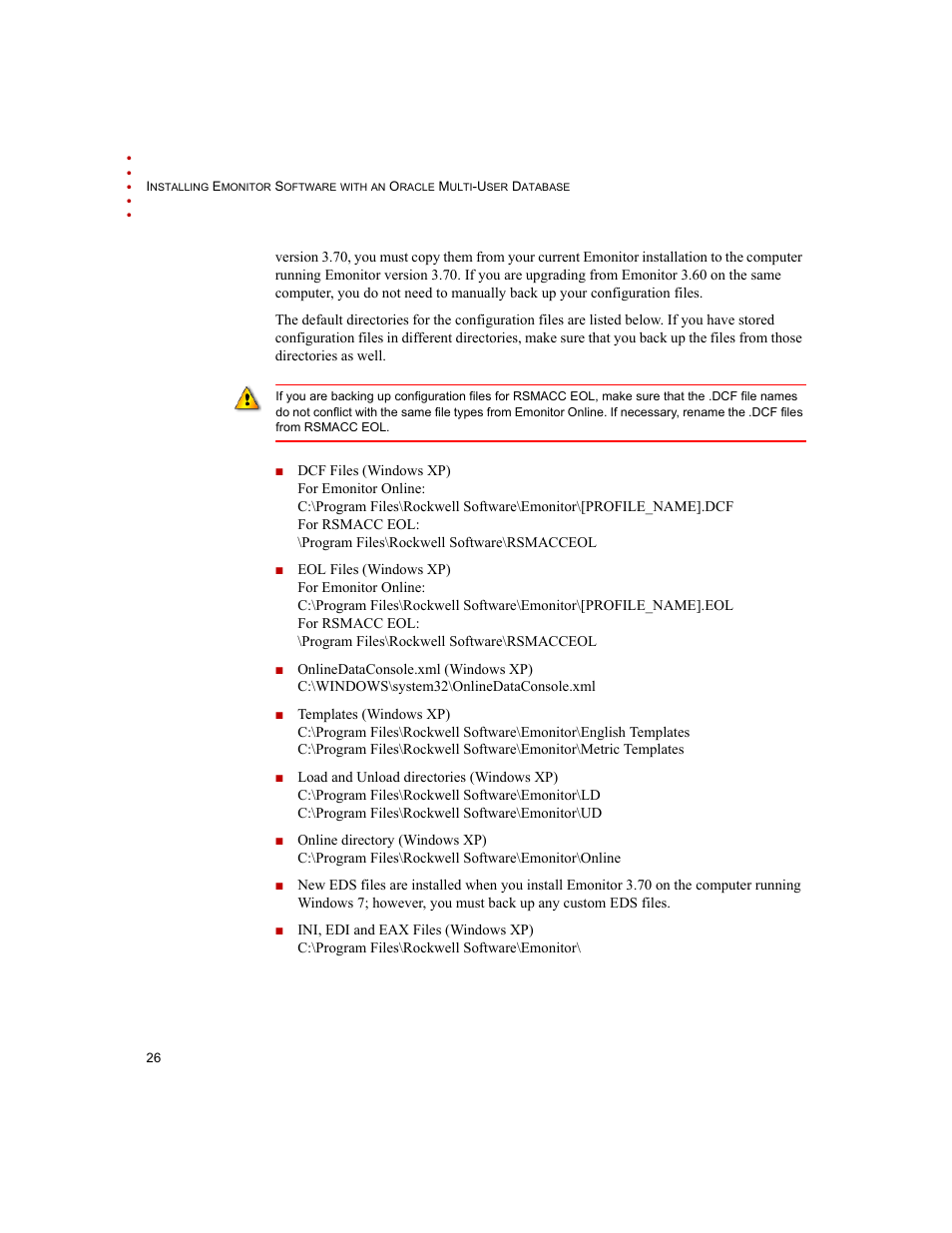 Rockwell Automation Emonitor with an Oracle Multi-User Database User Manual | Page 30 / 42
