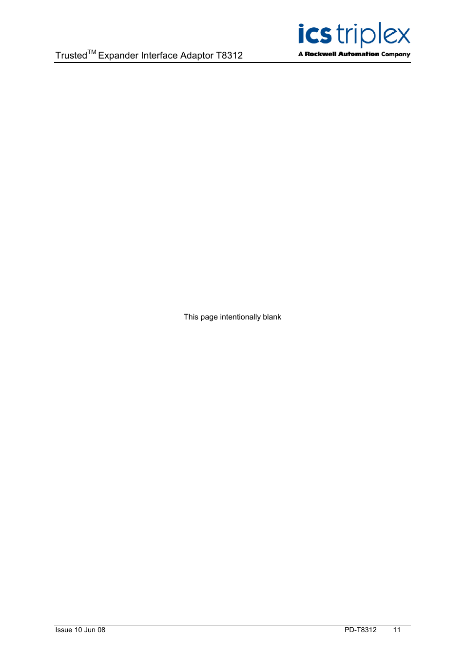 Trusted, Expander interface adaptor t8312 | Rockwell Automation T8312 Trusted Expander Interface Adaptor Unit User Manual | Page 11 / 12