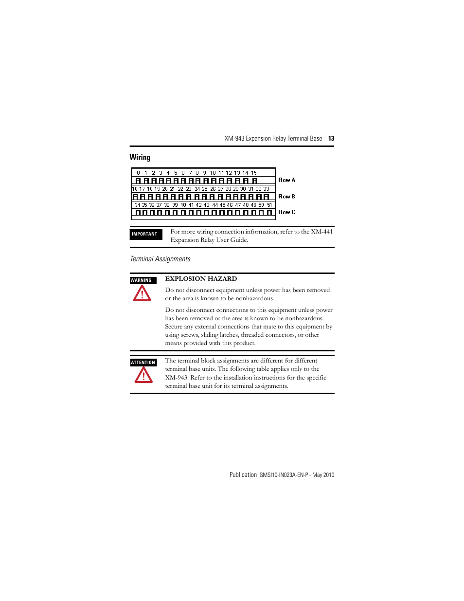 Wiring | Rockwell Automation 1440-TB-D XM-943 Expansion Relay Terminal Base User Manual | Page 13 / 18