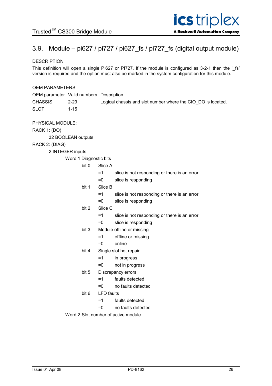 Trusted, Cs300 bridge module | Rockwell Automation CS300 Trusted CS300 Bridge Module User Manual | Page 26 / 34