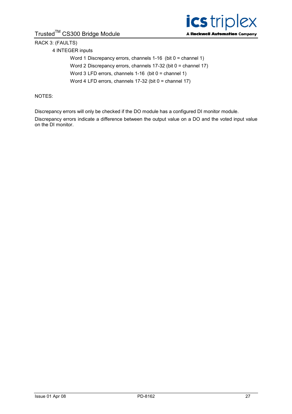 Trusted, Cs300 bridge module | Rockwell Automation CS300 Trusted CS300 Bridge Module User Manual | Page 27 / 34