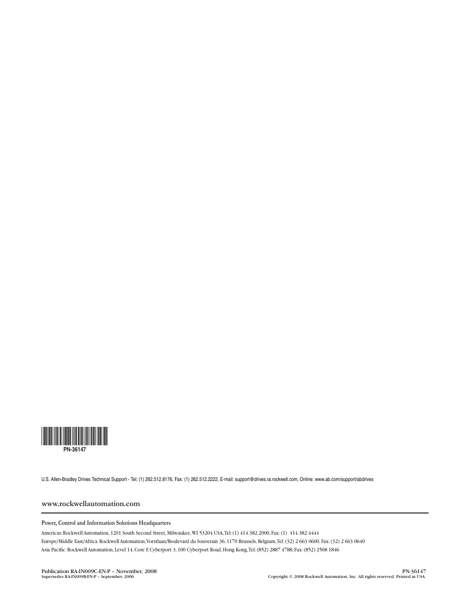 Rockwell Automation 20D Fan/Transformer Replacement - Frame 5 User Manual | Page 4 / 4