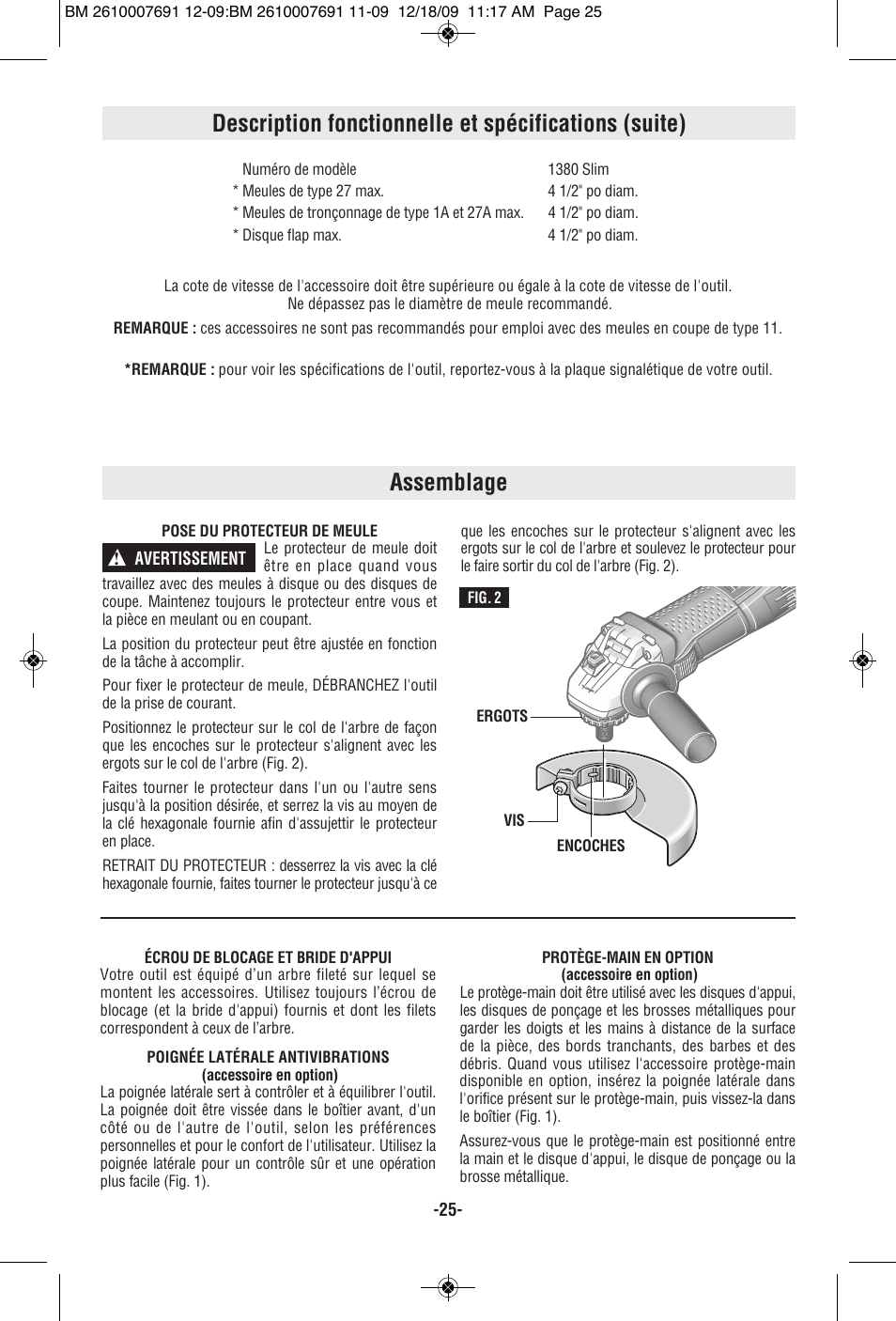 Assemblage | Bosch 1380 SLIM User Manual | Page 25 / 48