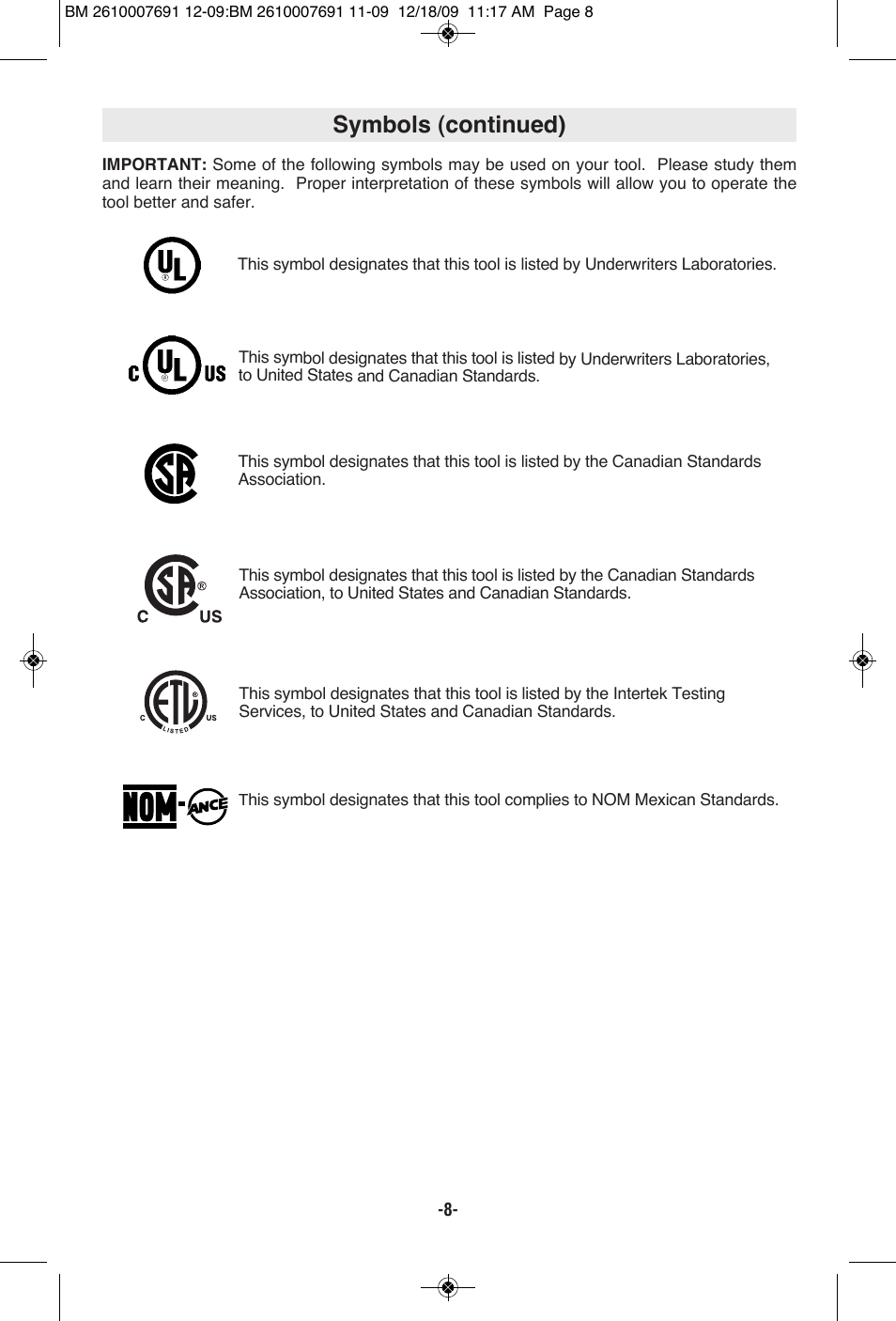 Symbols (continued) | Bosch 1380 SLIM User Manual | Page 8 / 48