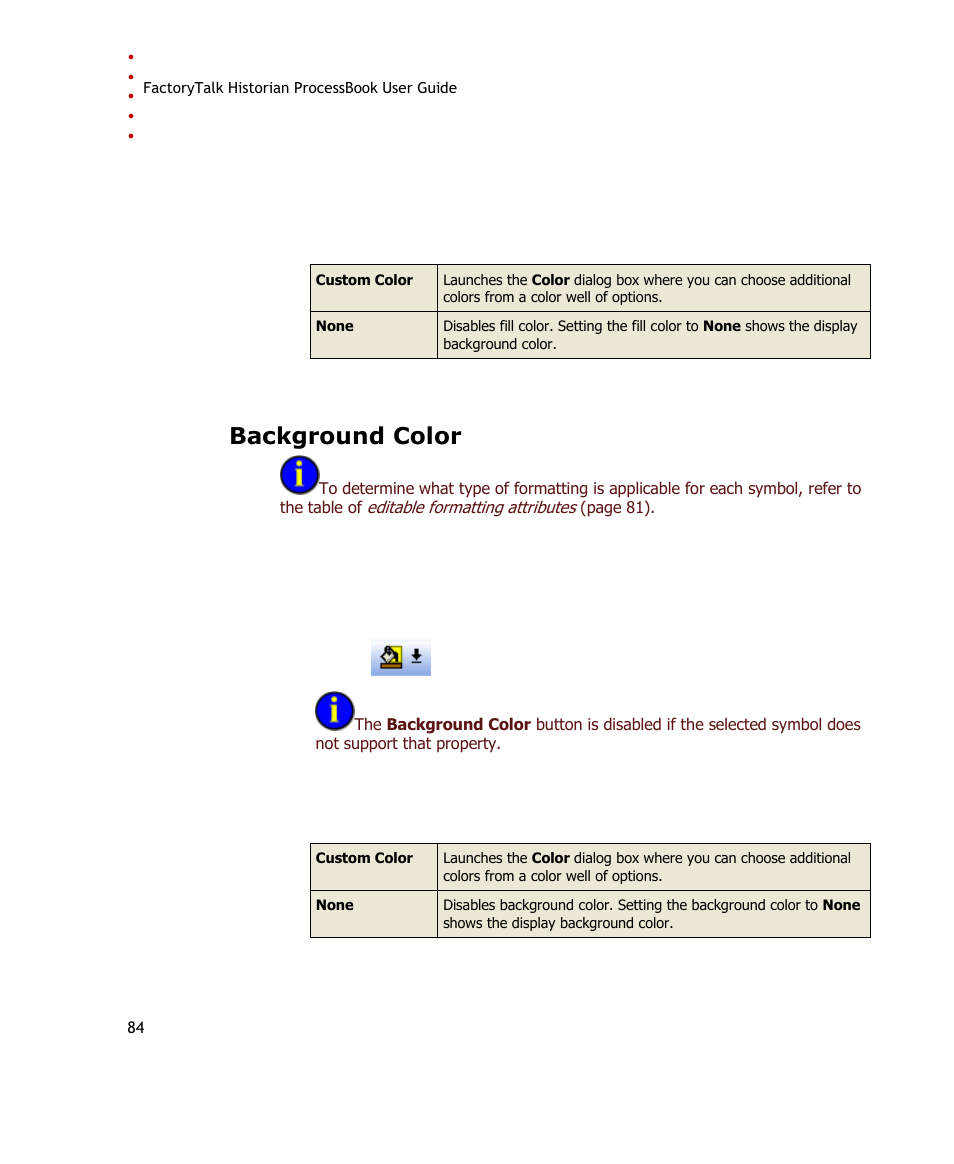 Background color | Rockwell Automation FactoryTalk Historian SE ProcessBook 3.2 User Guide User Manual | Page 102 / 378