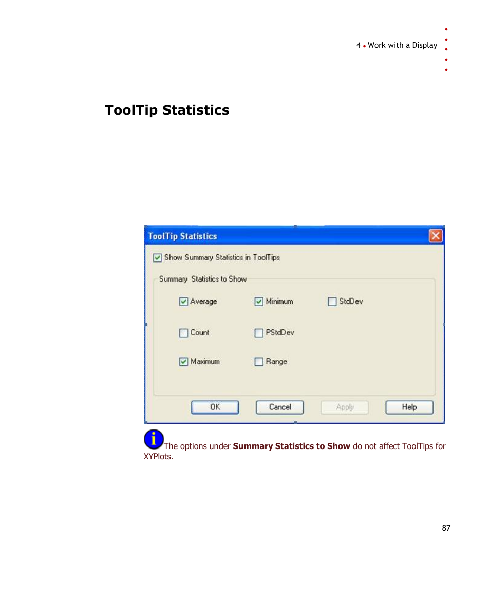Tooltip statistics, E 87) | Rockwell Automation FactoryTalk Historian SE ProcessBook 3.2 User Guide User Manual | Page 105 / 378