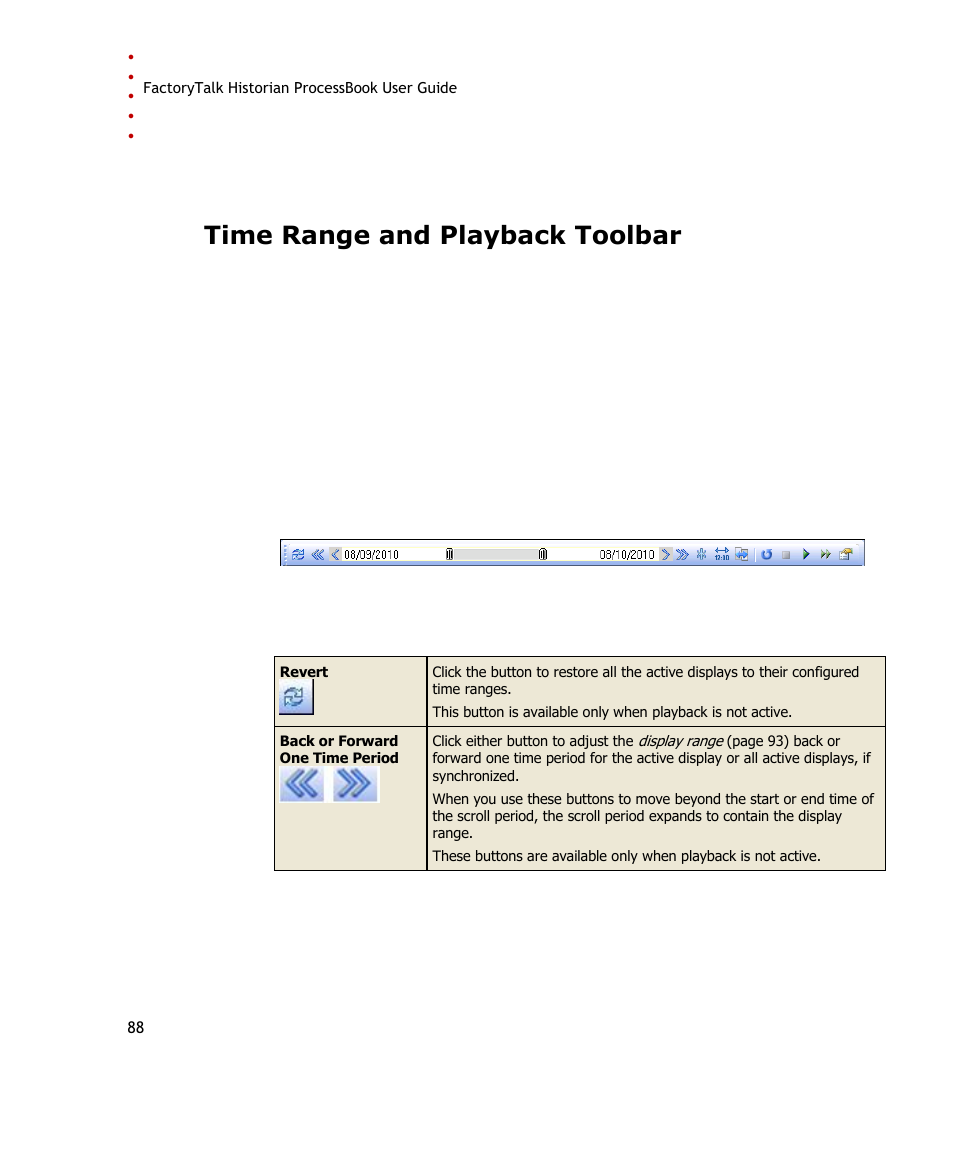 Time range and playback toolbar, E 88) | Rockwell Automation FactoryTalk Historian SE ProcessBook 3.2 User Guide User Manual | Page 106 / 378