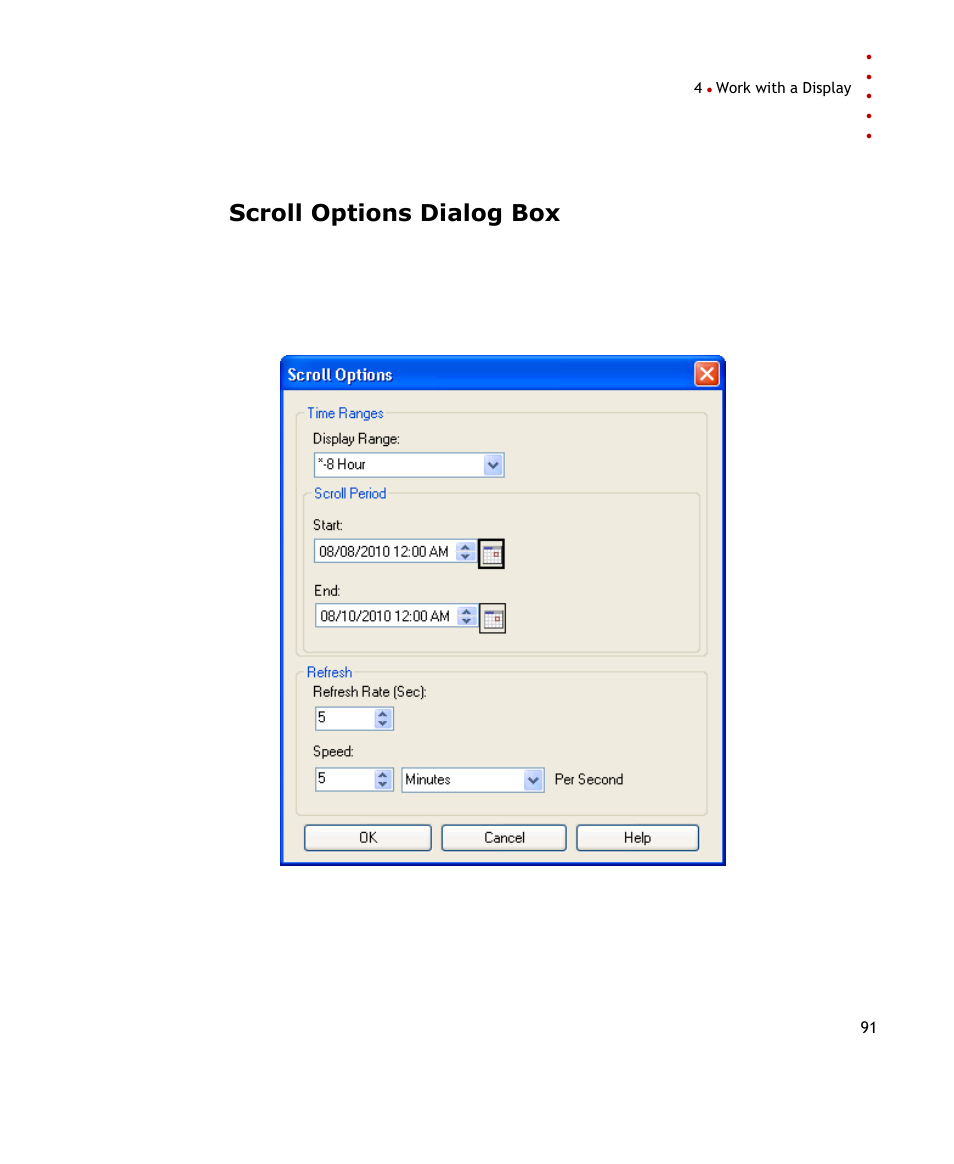 Scroll options dialog box | Rockwell Automation FactoryTalk Historian SE ProcessBook 3.2 User Guide User Manual | Page 109 / 378