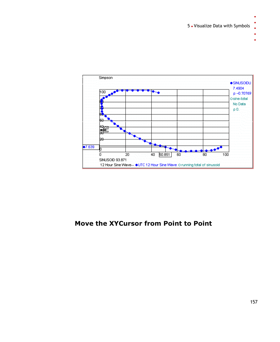 Move the xycursor from point to point | Rockwell Automation FactoryTalk Historian SE ProcessBook 3.2 User Guide User Manual | Page 175 / 378