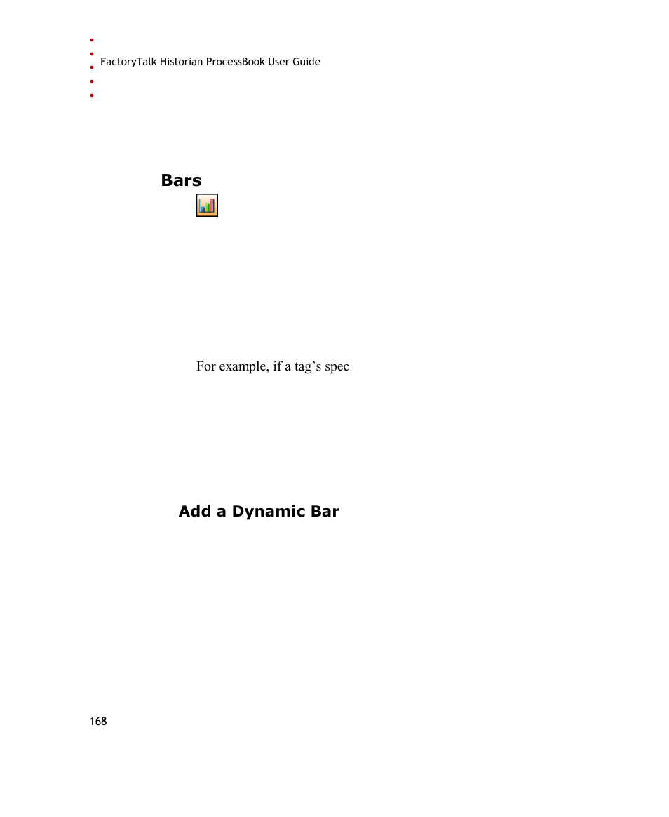 Bars, Add a dynamic bar | Rockwell Automation FactoryTalk Historian SE ProcessBook 3.2 User Guide User Manual | Page 186 / 378