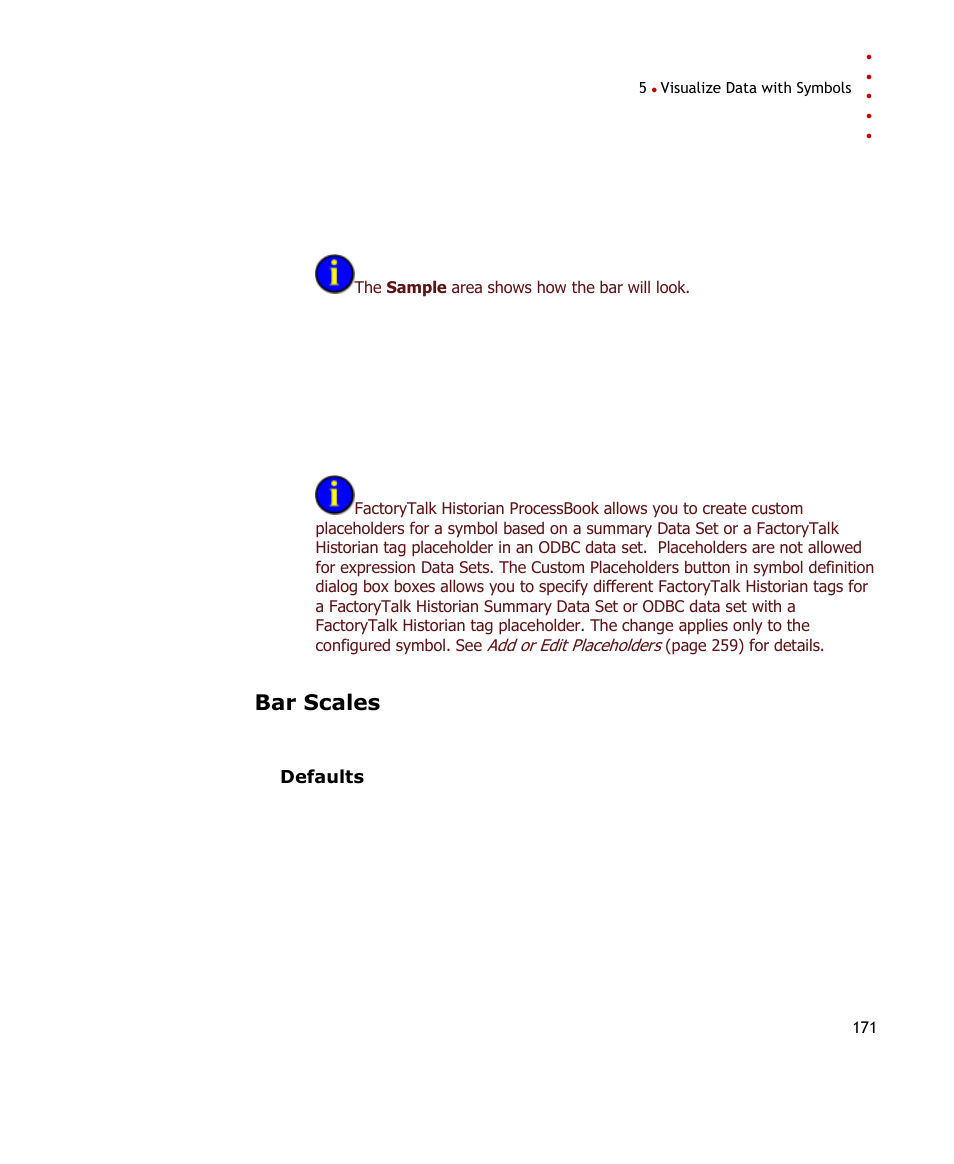Bar scales | Rockwell Automation FactoryTalk Historian SE ProcessBook 3.2 User Guide User Manual | Page 189 / 378