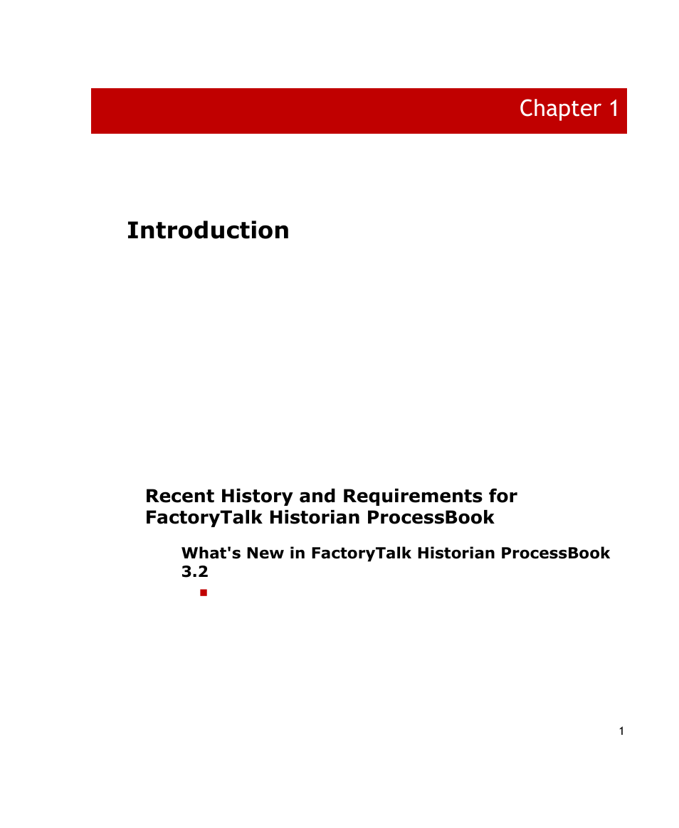 Introduction, Chapter 1 | Rockwell Automation FactoryTalk Historian SE ProcessBook 3.2 User Guide User Manual | Page 19 / 378