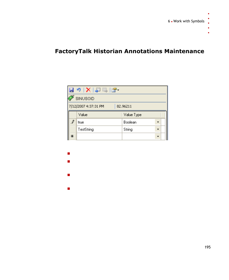 Factorytalk historian annotations maintenance | Rockwell Automation FactoryTalk Historian SE ProcessBook 3.2 User Guide User Manual | Page 213 / 378