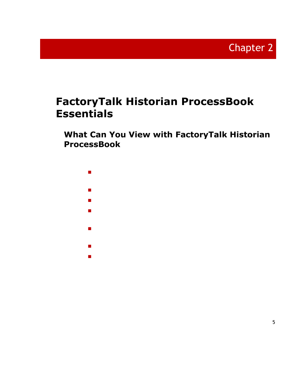 Factorytalk historian processbook essentials, Chapter 2 | Rockwell Automation FactoryTalk Historian SE ProcessBook 3.2 User Guide User Manual | Page 23 / 378
