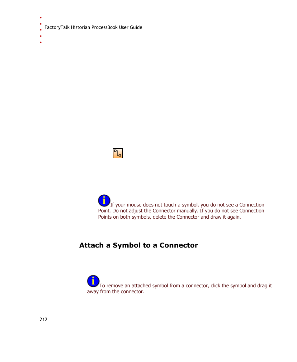 Attach a symbol to a connector | Rockwell Automation FactoryTalk Historian SE ProcessBook 3.2 User Guide User Manual | Page 230 / 378