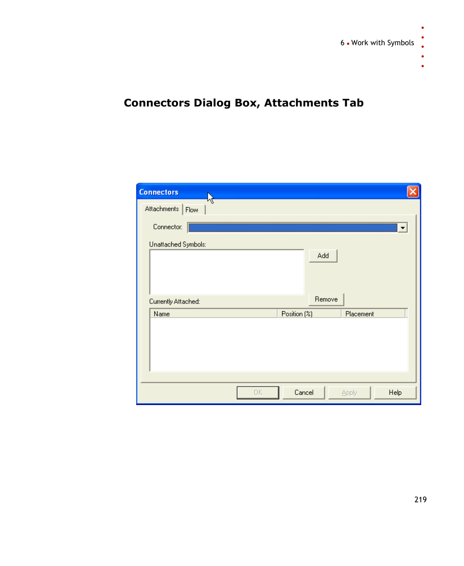 Connectors dialog box, attachments tab | Rockwell Automation FactoryTalk Historian SE ProcessBook 3.2 User Guide User Manual | Page 237 / 378