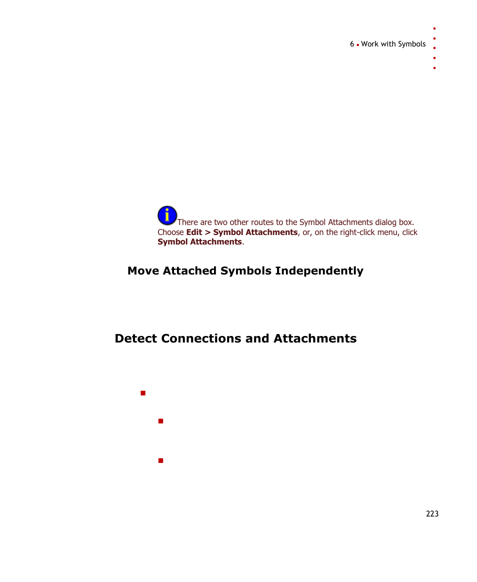 Move attached symbols independently, Detect connections and attachments | Rockwell Automation FactoryTalk Historian SE ProcessBook 3.2 User Guide User Manual | Page 241 / 378