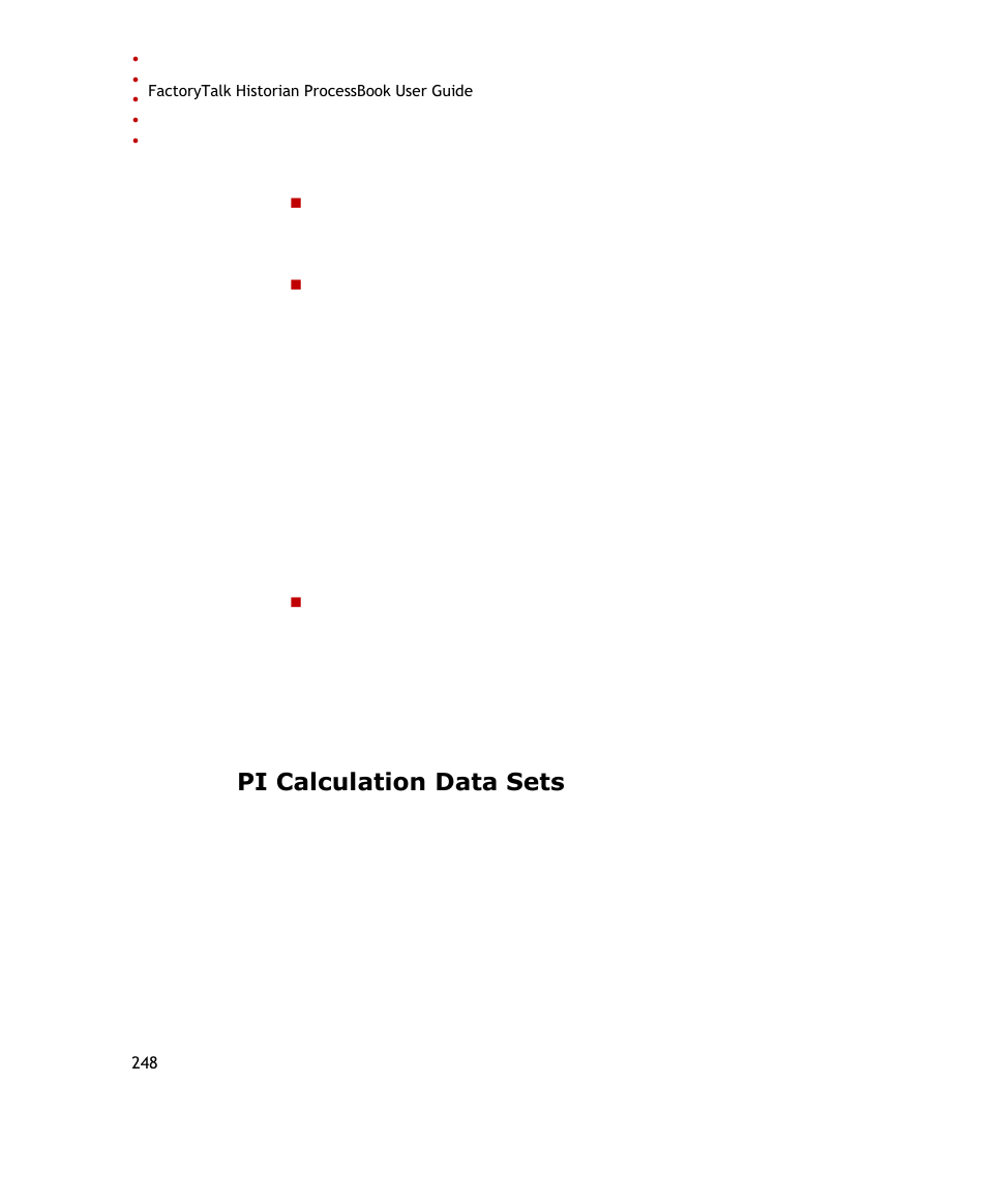 Pi calculation data sets, E 248) | Rockwell Automation FactoryTalk Historian SE ProcessBook 3.2 User Guide User Manual | Page 266 / 378