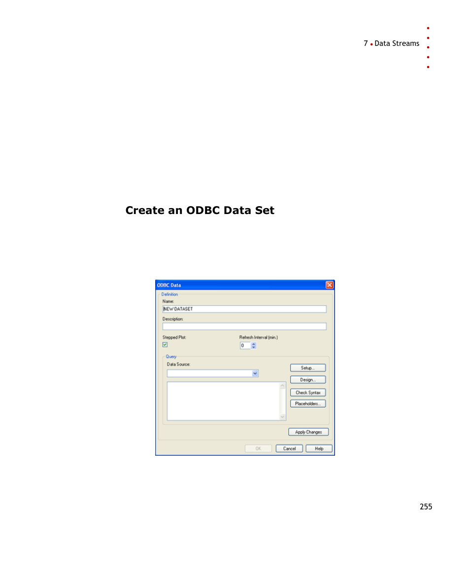 Create an odbc data set | Rockwell Automation FactoryTalk Historian SE ProcessBook 3.2 User Guide User Manual | Page 273 / 378
