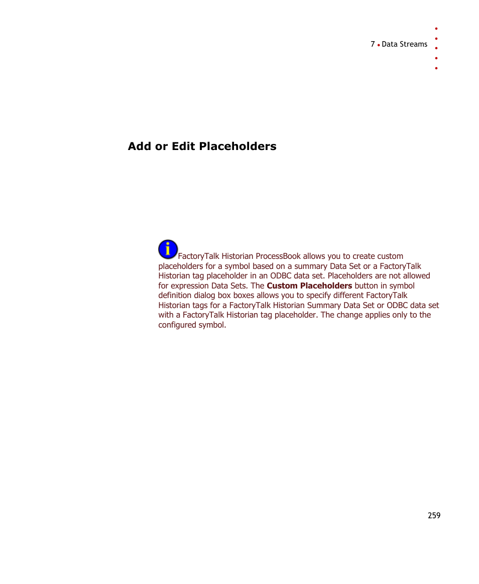 Add or edit placeholders | Rockwell Automation FactoryTalk Historian SE ProcessBook 3.2 User Guide User Manual | Page 277 / 378