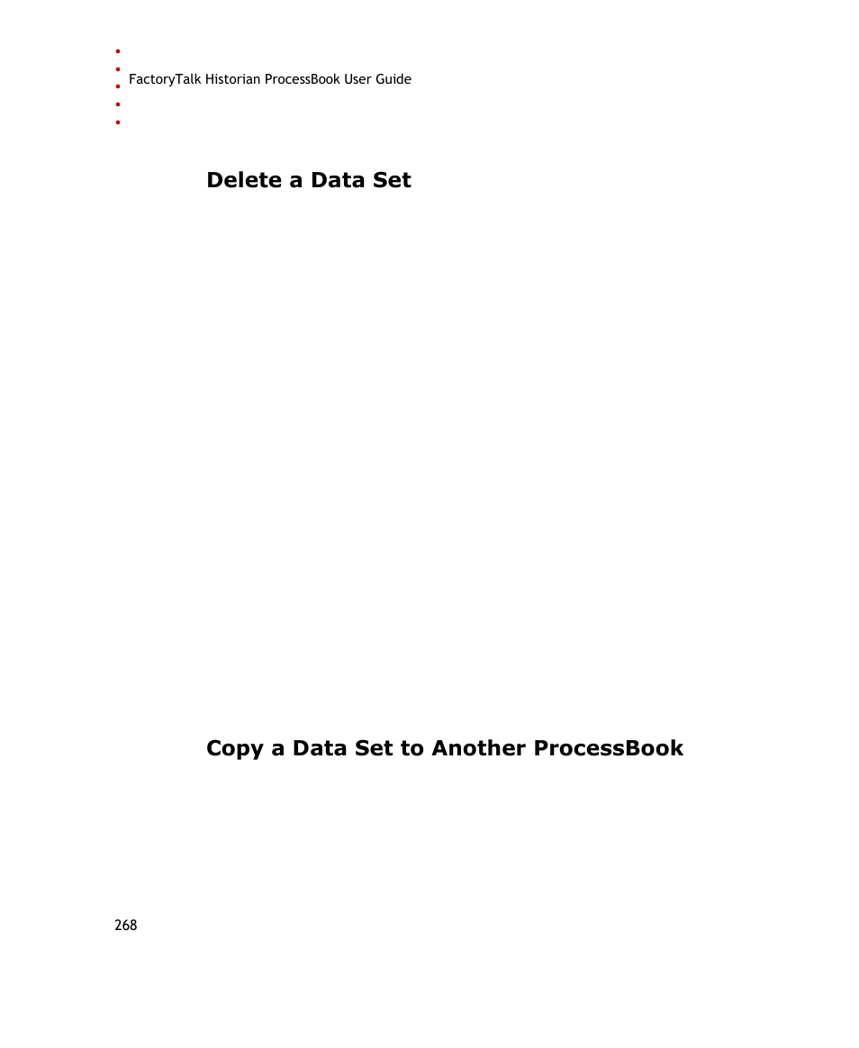 Delete a data set, Copy a data set to another processbook | Rockwell Automation FactoryTalk Historian SE ProcessBook 3.2 User Guide User Manual | Page 286 / 378