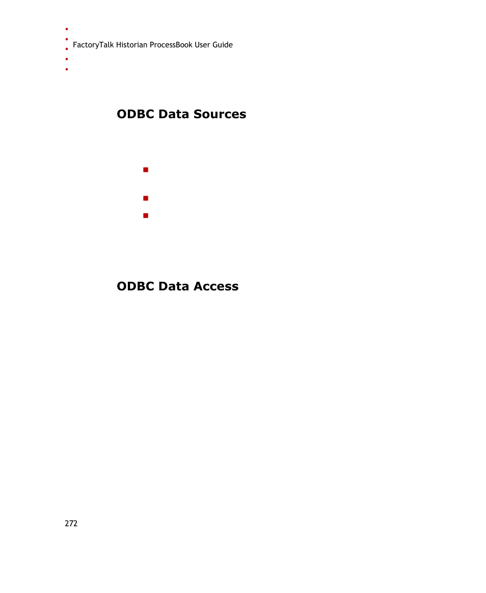 Odbc data sources, Odbc data access | Rockwell Automation FactoryTalk Historian SE ProcessBook 3.2 User Guide User Manual | Page 290 / 378