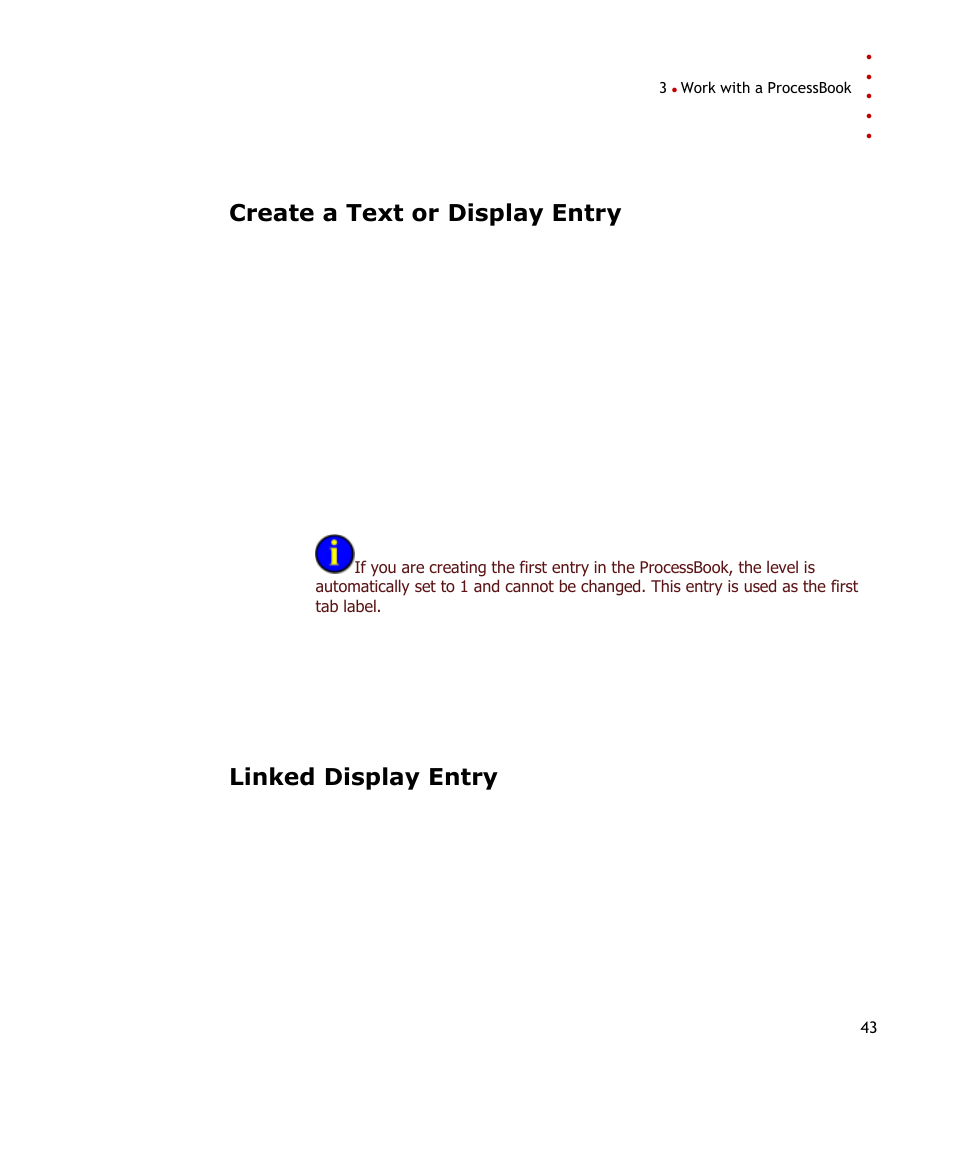 Create a text or display entry, Linked display entry | Rockwell Automation FactoryTalk Historian SE ProcessBook 3.2 User Guide User Manual | Page 61 / 378
