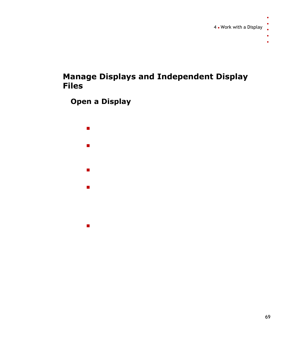 Manage displays and independent display files, Open a display, E 69) | Rockwell Automation FactoryTalk Historian SE ProcessBook 3.2 User Guide User Manual | Page 87 / 378