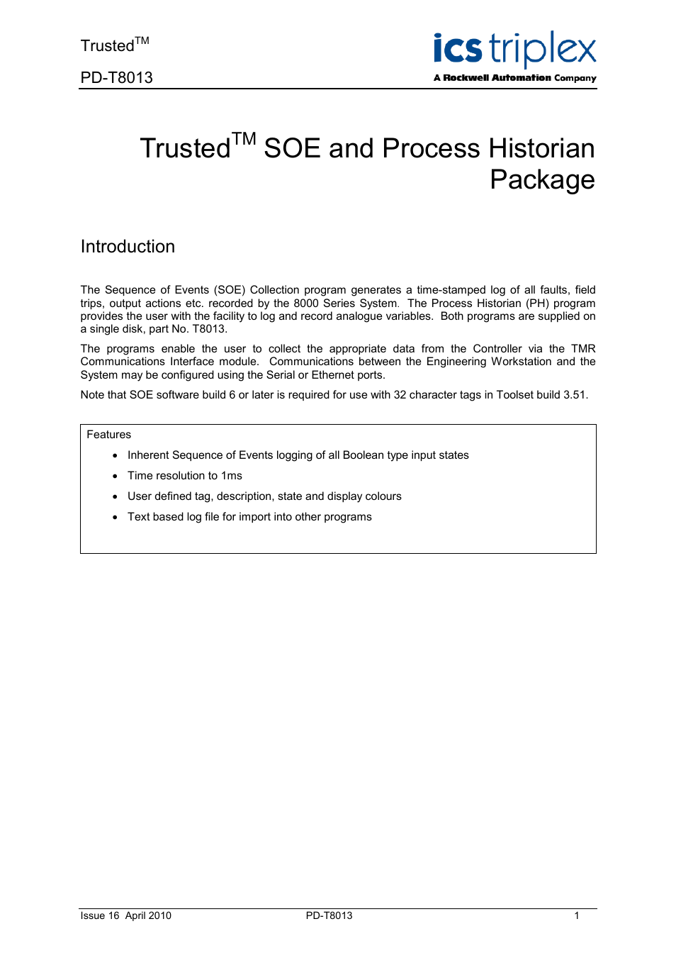 Rockwell Automation T8013 Trusted SOE and Process Historian Package User Manual | 28 pages