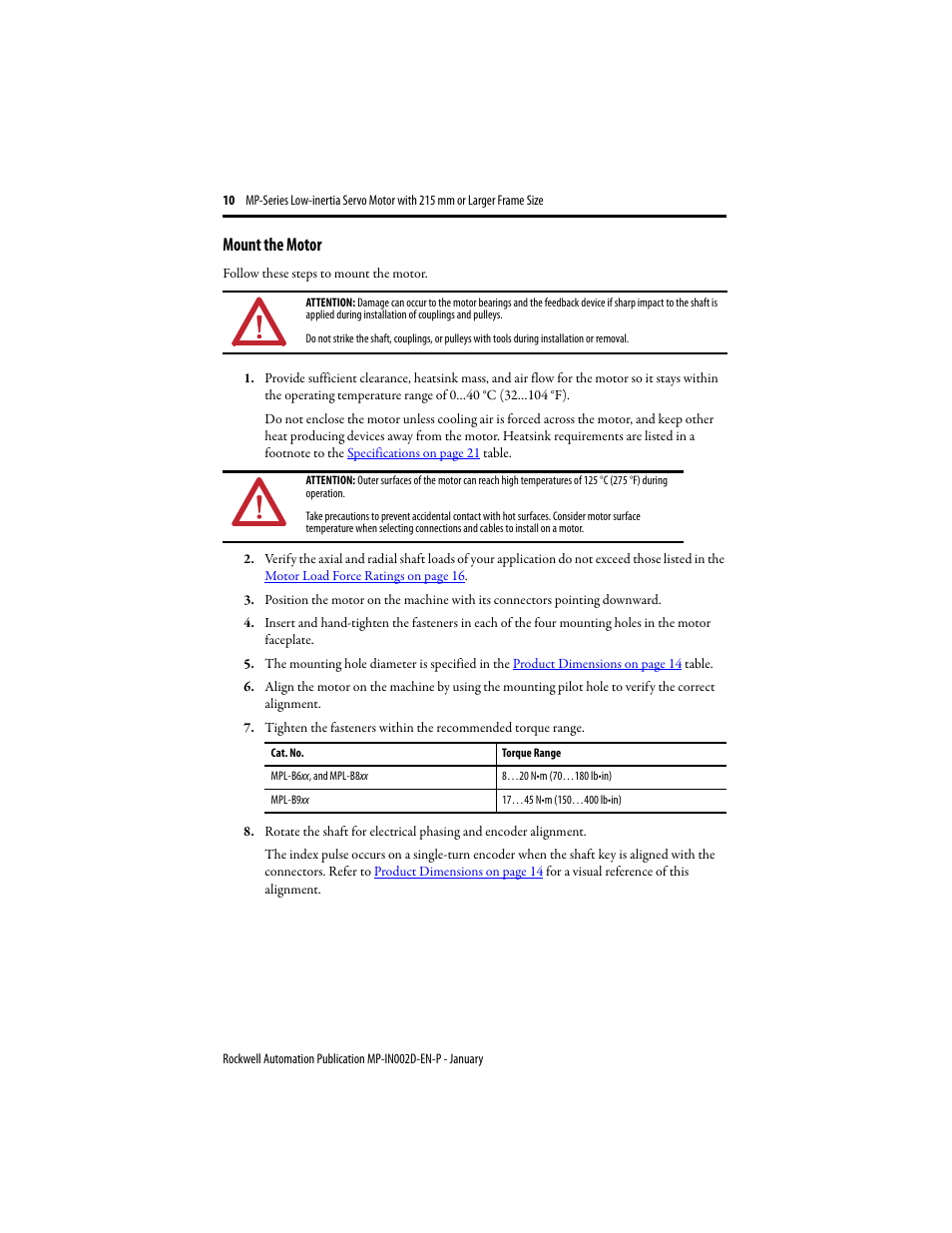 Mount the motor | Rockwell Automation MPL-xxxx Low Inertia Servo Motor 215 mm or Larger  User Manual | Page 10 / 24