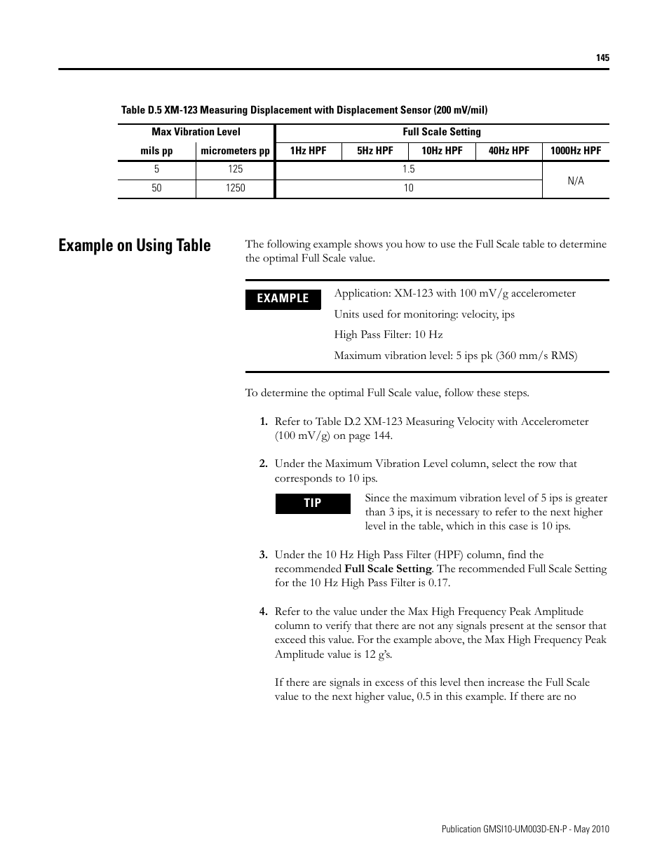 Example on using table | Rockwell Automation 1440-VAD02-01RA XM-123 Aeroderivative Module User Manual | Page 153 / 166