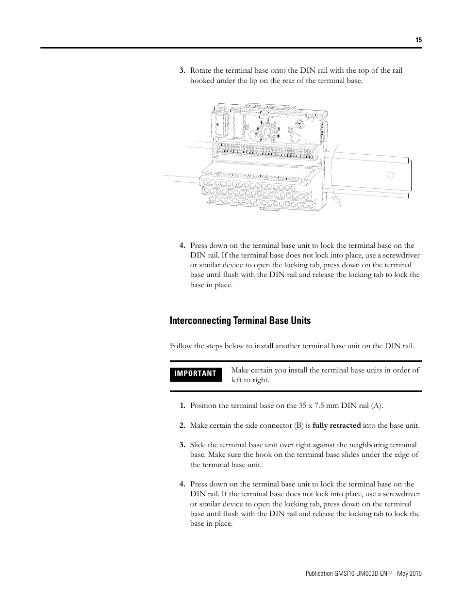 Interconnecting terminal base units | Rockwell Automation 1440-VAD02-01RA XM-123 Aeroderivative Module User Manual | Page 23 / 166