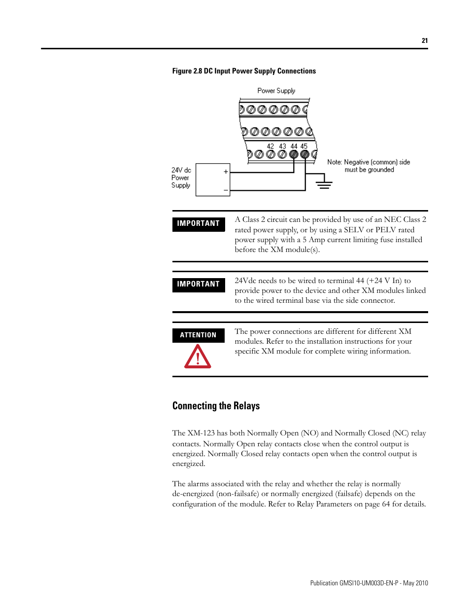 Connecting the relays | Rockwell Automation 1440-VAD02-01RA XM-123 Aeroderivative Module User Manual | Page 29 / 166