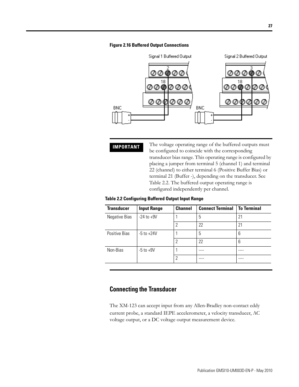 Connecting the transducer | Rockwell Automation 1440-VAD02-01RA XM-123 Aeroderivative Module User Manual | Page 35 / 166