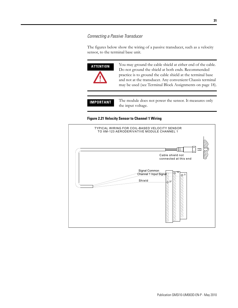 Connecting a passive transducer | Rockwell Automation 1440-VAD02-01RA XM-123 Aeroderivative Module User Manual | Page 39 / 166