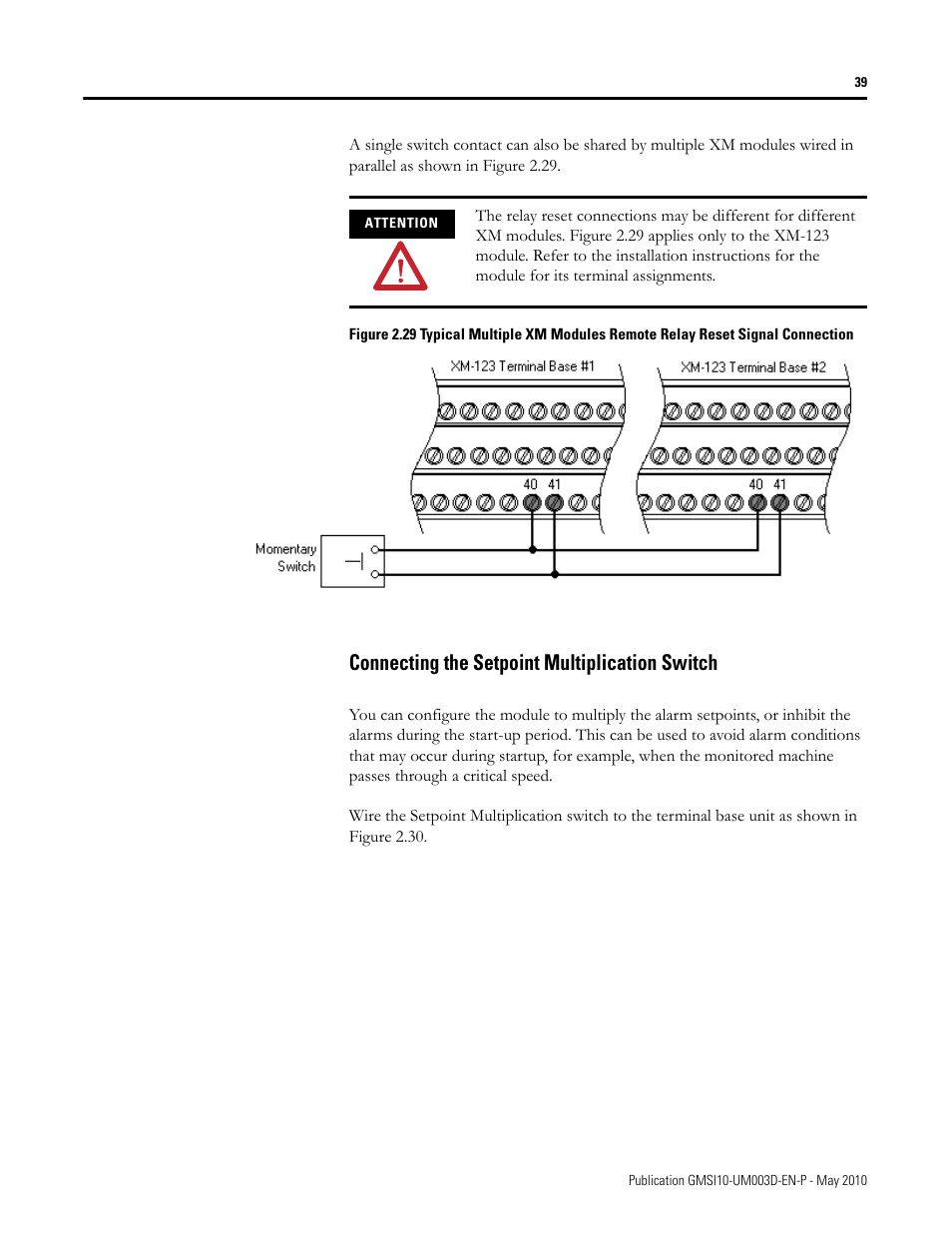 Connecting the setpoint multiplication switch | Rockwell Automation 1440-VAD02-01RA XM-123 Aeroderivative Module User Manual | Page 47 / 166