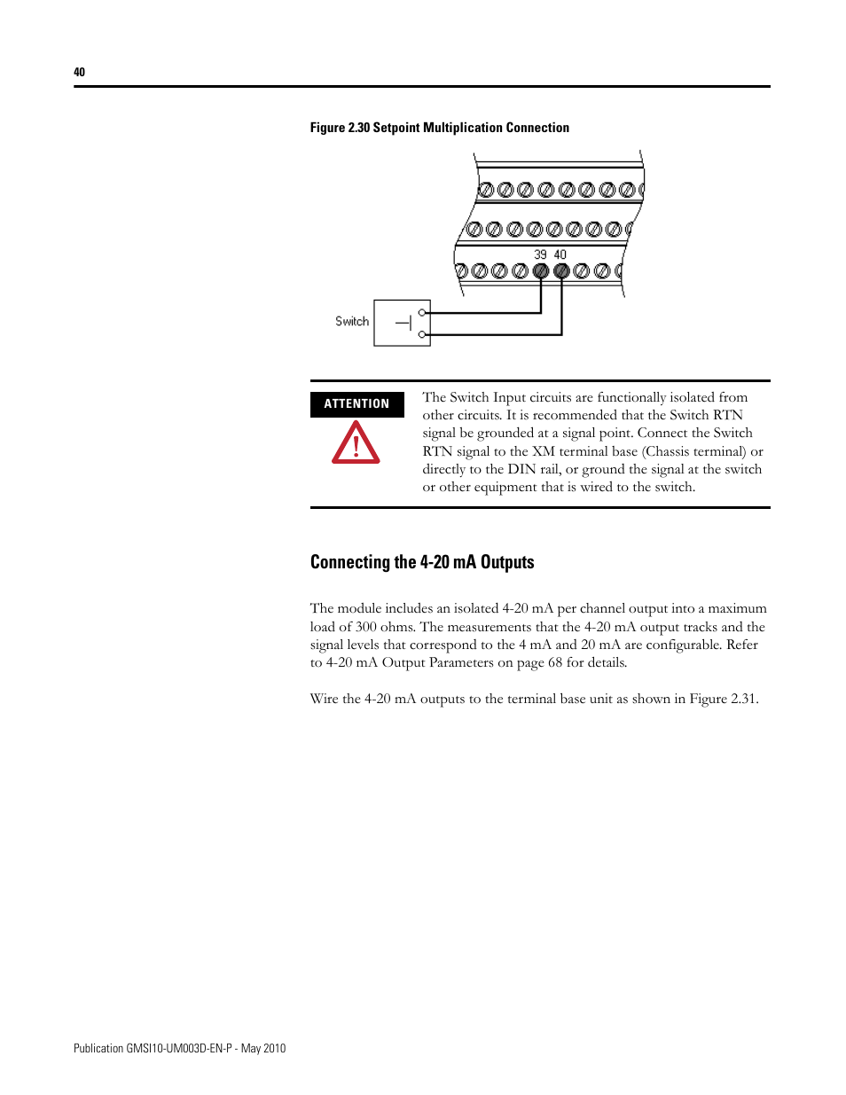 Connecting the 4-20 ma outputs | Rockwell Automation 1440-VAD02-01RA XM-123 Aeroderivative Module User Manual | Page 48 / 166