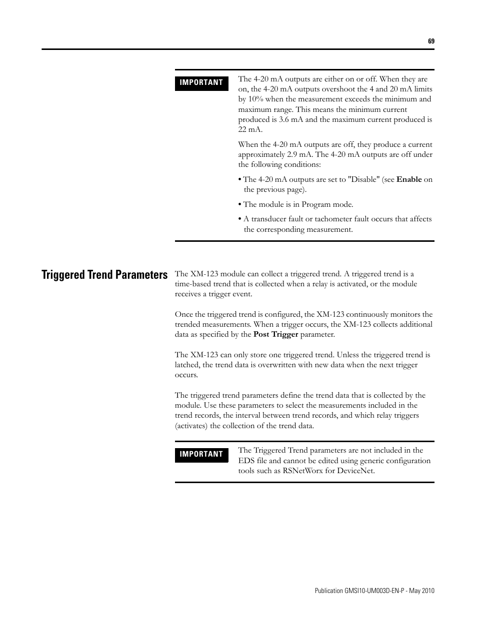 Triggered trend parameters | Rockwell Automation 1440-VAD02-01RA XM-123 Aeroderivative Module User Manual | Page 77 / 166