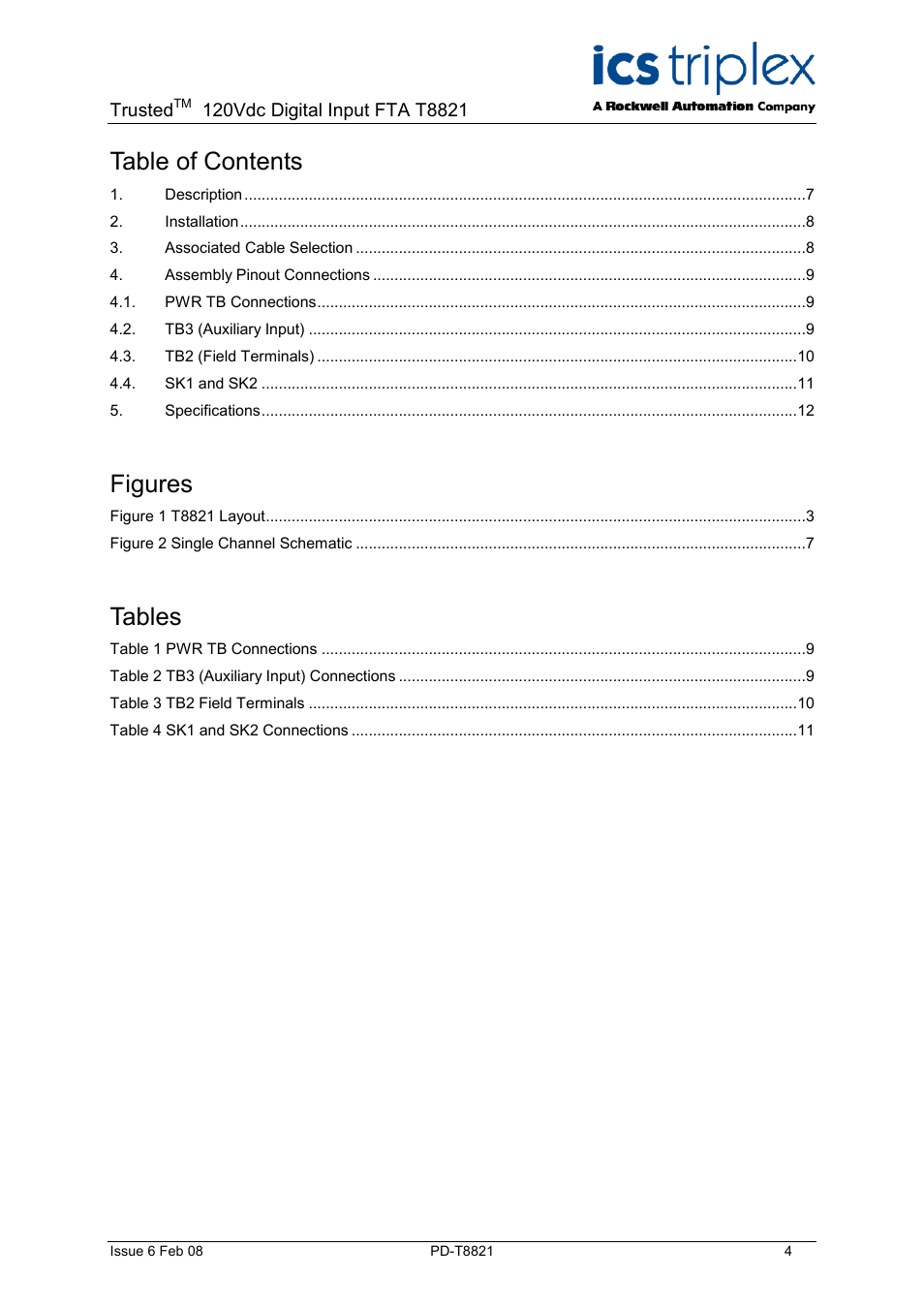 Rockwell Automation T8423 Trusted 40 Channel 120Vdc Digital Input FTA User Manual | Page 4 / 14
