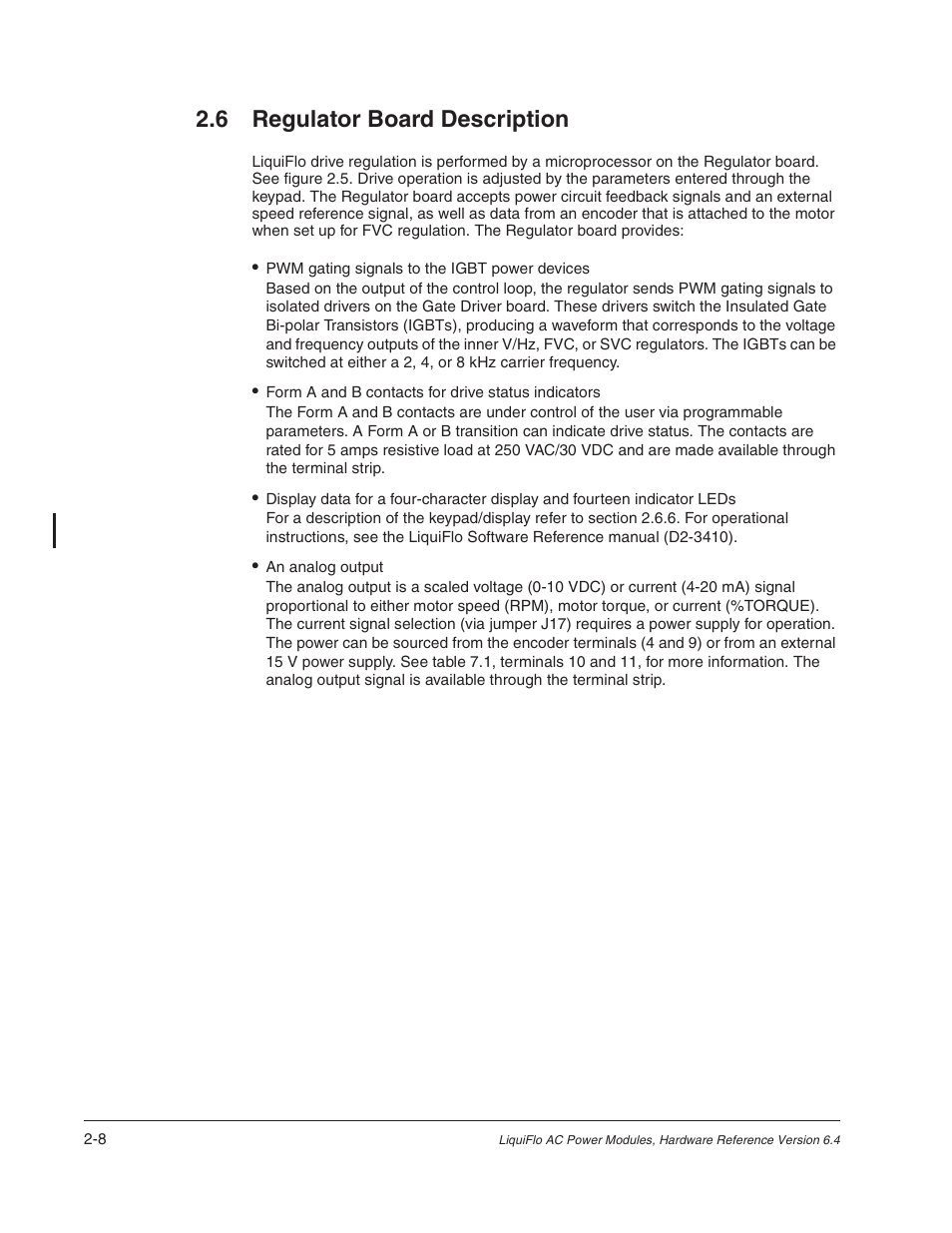 6 regulator board description | Rockwell Automation Liqui-Flo AC Power Modules User Manual | Page 20 / 108
