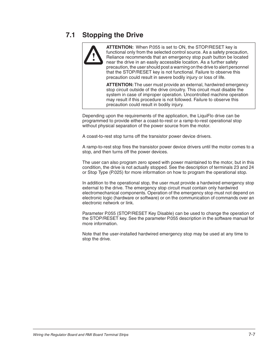 1 stopping the drive | Rockwell Automation Liqui-Flo AC Power Modules User Manual | Page 63 / 108