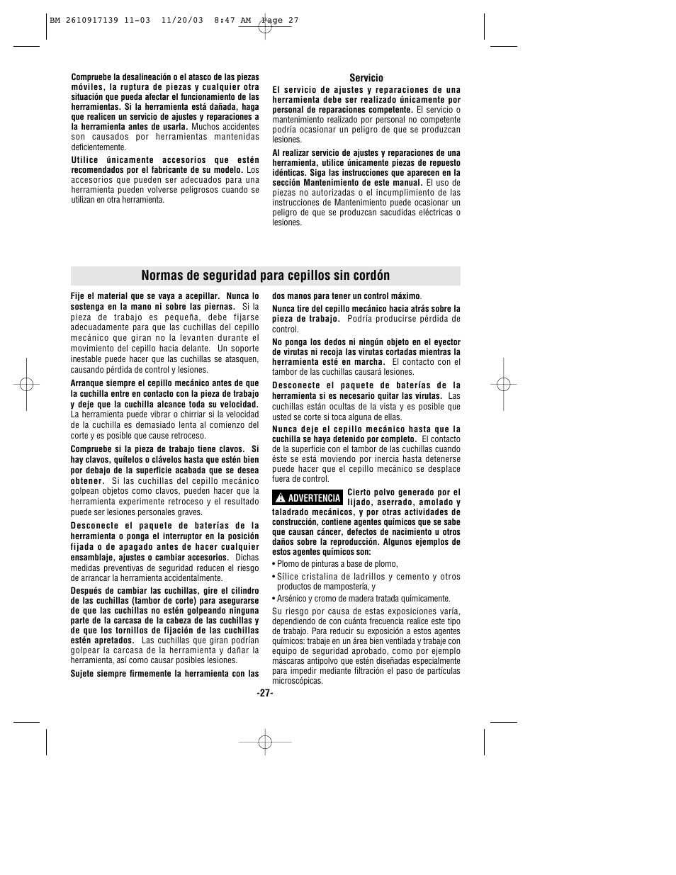 Normas de seguridad para cepillos sin cordón | Bosch 53514 User Manual | Page 27 / 40