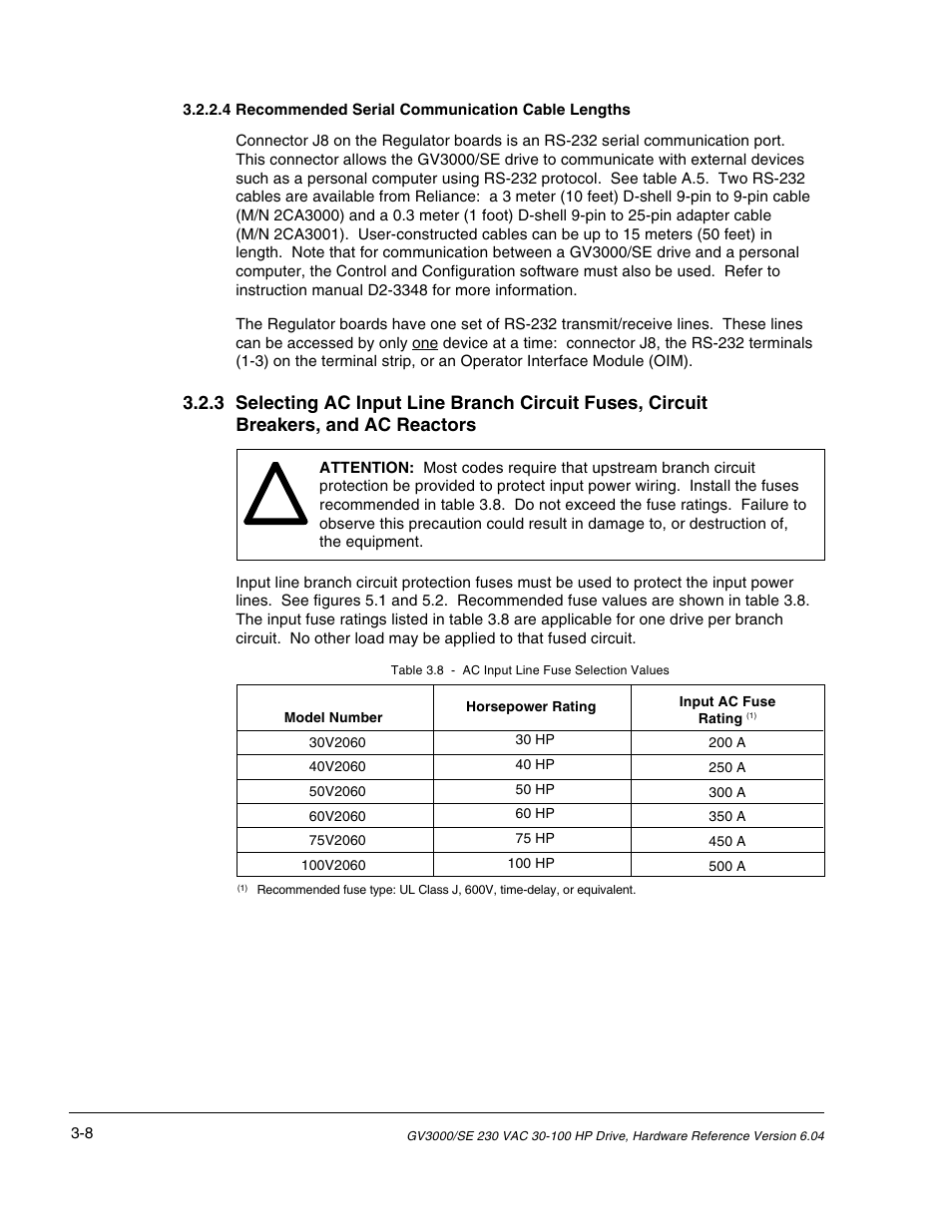 Rockwell Automation GV3000/SE AC Drive 30-100HP, 230VAC V6.04 Hardware Ref, Install, Troubleshooting User Manual | Page 36 / 82