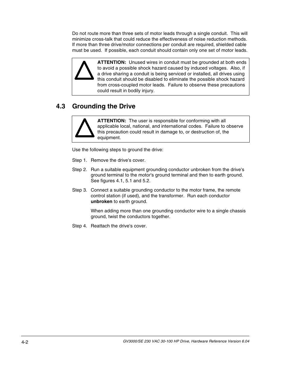 Rockwell Automation GV3000/SE AC Drive 30-100HP, 230VAC V6.04 Hardware Ref, Install, Troubleshooting User Manual | Page 40 / 82